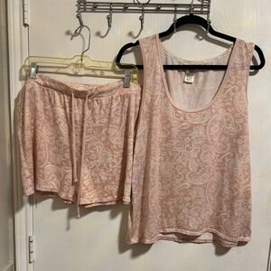 Lucky Brand 2 Piece Pajamas Tank Top Short Set Pink Paisley Women’s XXL Soft